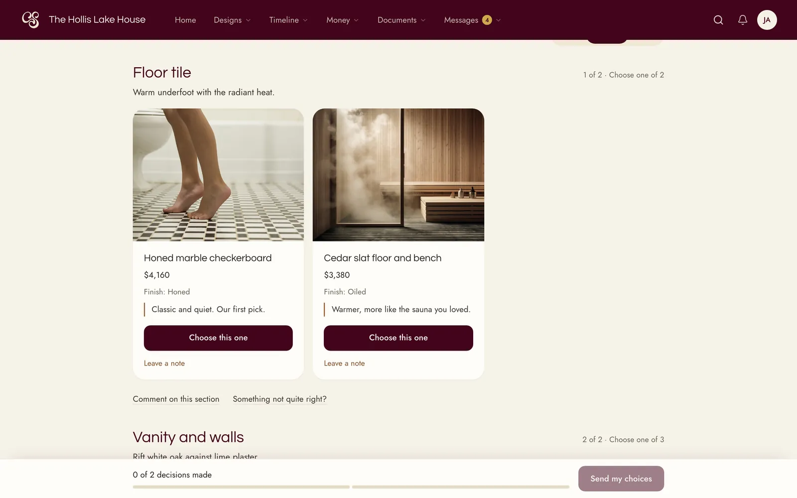 A design review: compare two options and pick one.