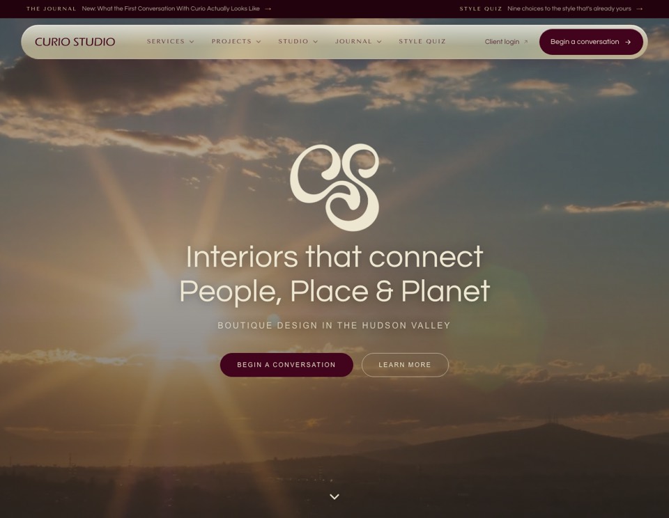 Curio Studio Interiors' website