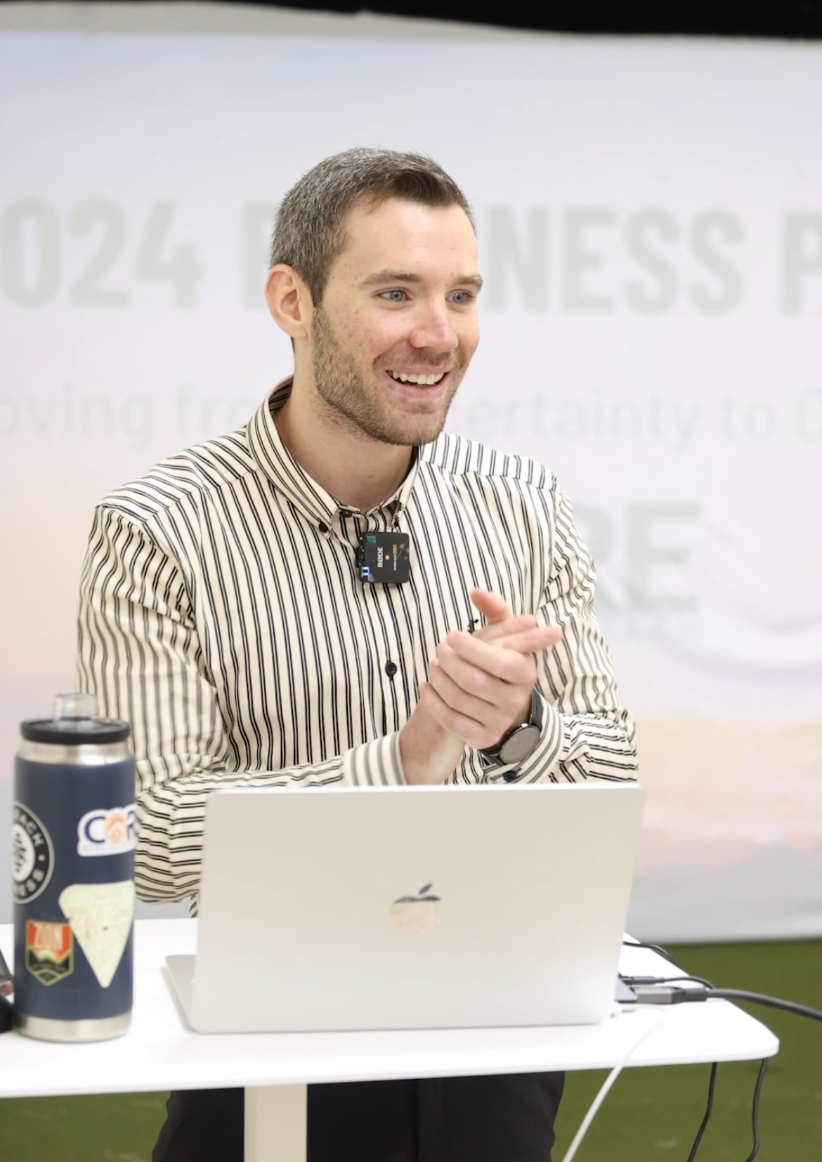 Zack Petrocca presenting at a business keynote